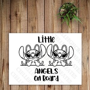 *2 for $20* Little Angels On Board Stitch Vinyl Decal Sticker Handcrafted